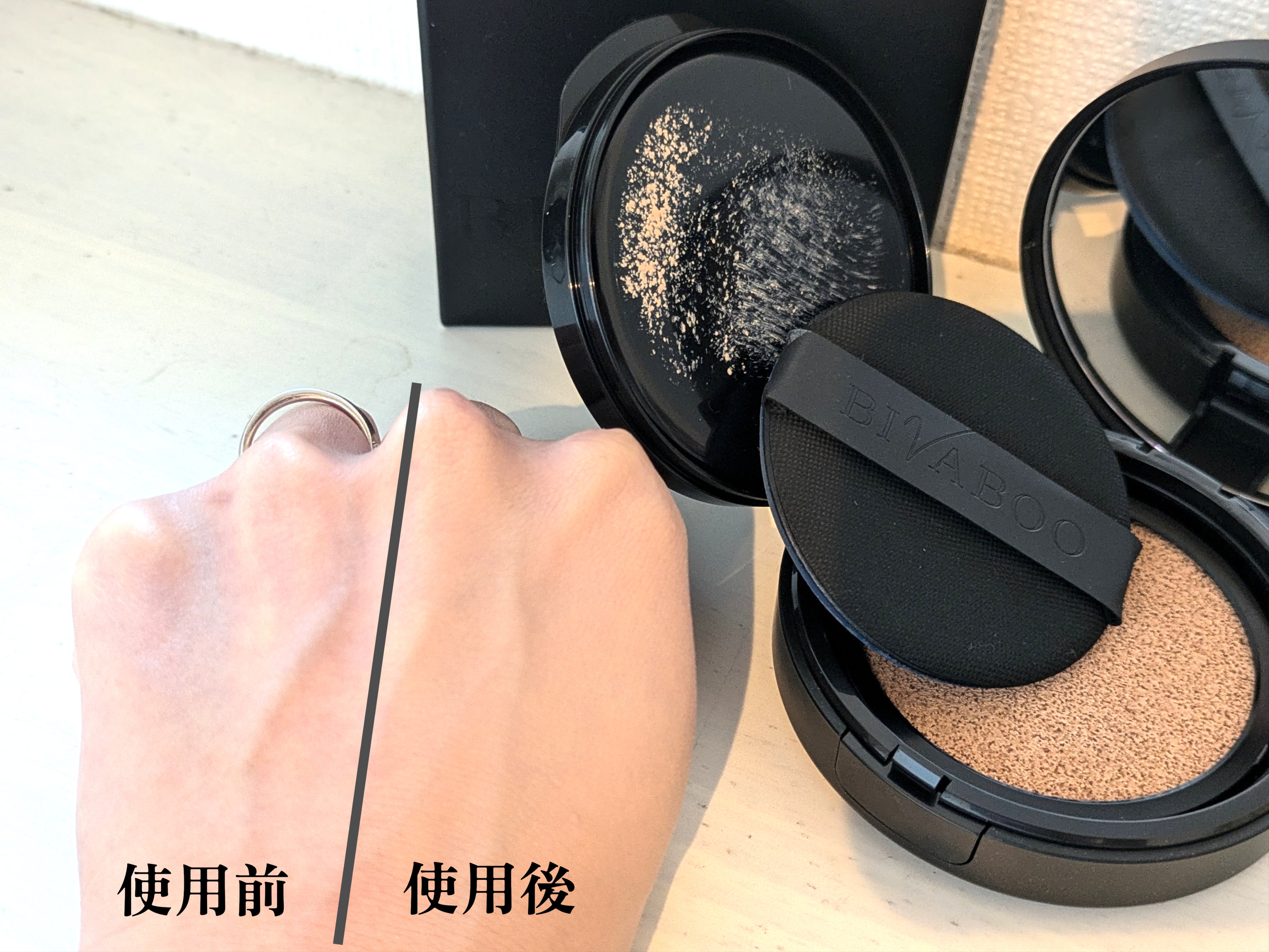 ベルベットジュエルクッション/BIVABOO/クッションファンデーションを使ったクチコミ（3枚目）