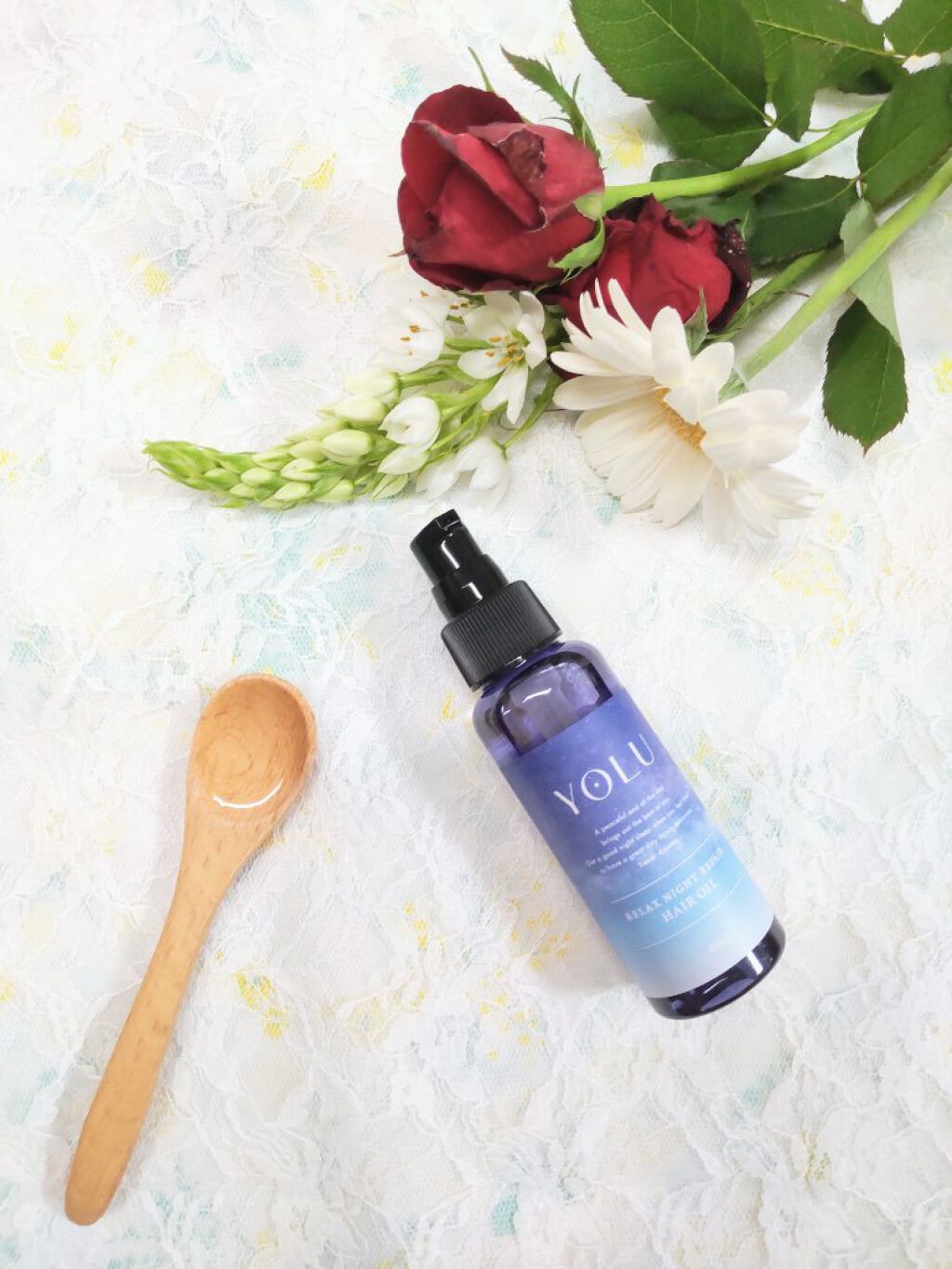 リラックスナイトリペアヘアオイル/YOLU/ヘアオイルを使ったクチコミ（2枚目）