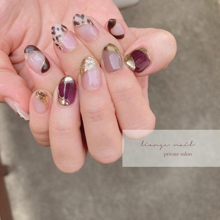 #リアンジェネイル,#柏ネイル,#ネイル,#ニュアンスネイル,#大人ニュアンスネイル,#秋ネイル,#冬ネイル,#ミラーネイル,#レオパードネイル,#アシメネイルのネイルデザイン