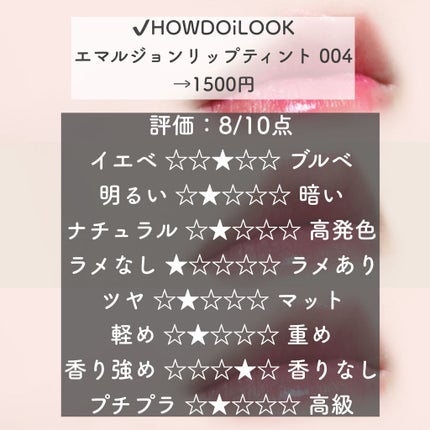エマルジョンリップティント/HOWDOiLOOK/リップティントを使ったクチコミ(2枚目)