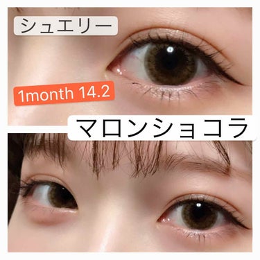 シュエリー マロンショコラ


1month   DIA14.2mm 
1箱2枚入り¥1410
コスパ ⇨ 1日約47円
レンズ  おわん型保つ普通くらい



レンズだけ見るとオレンジ色ですが
装着す