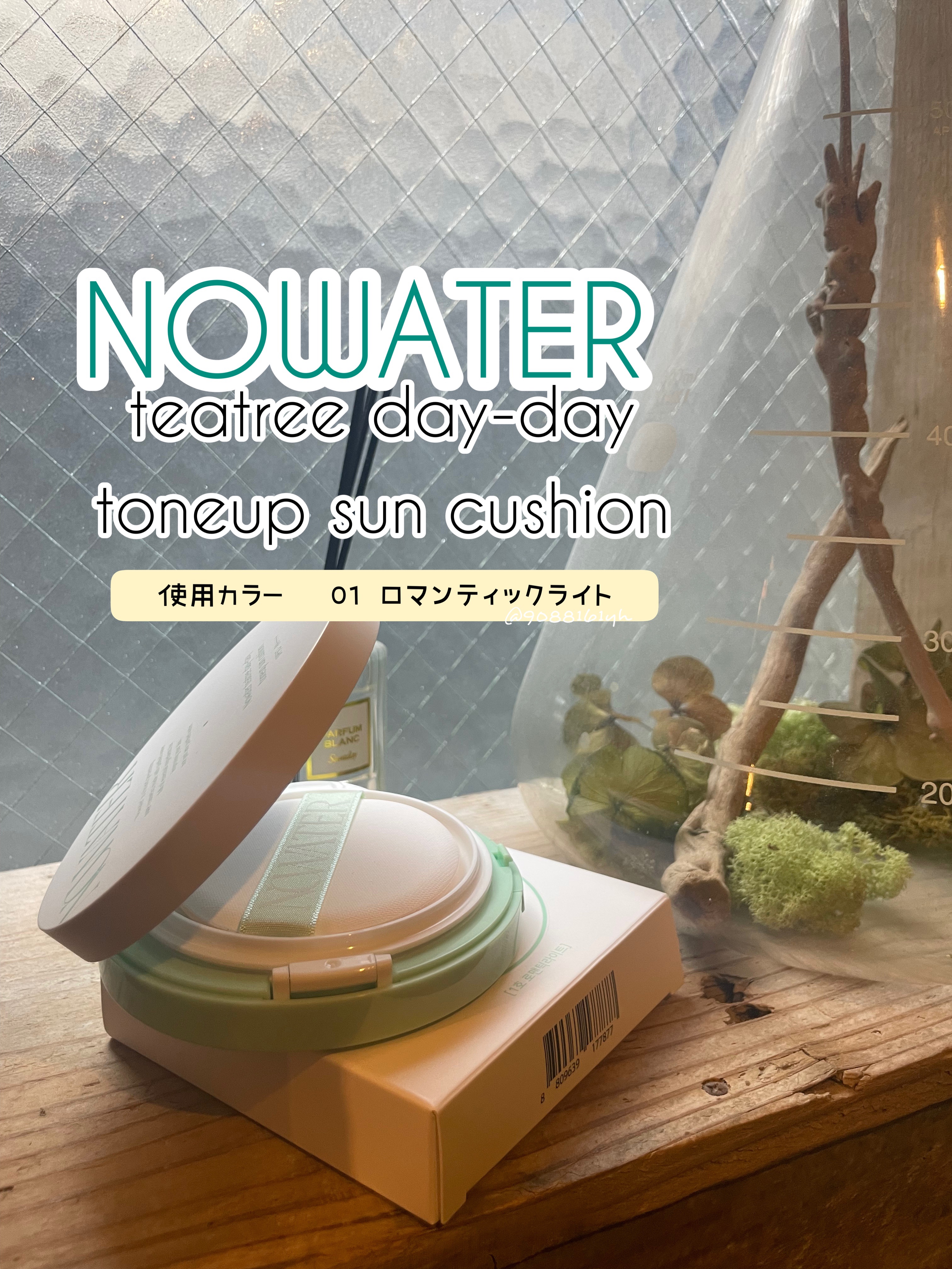 ティーツリーデイデイトーンアップサンクッション #01 ロマンティックライト/NOWATER/日焼け止めローションを使ったクチコミ（1枚目）