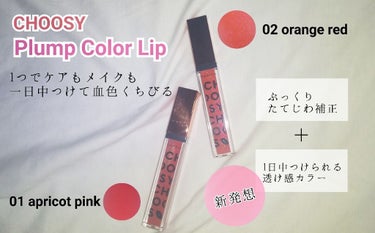 #提供_CHOOSY

今回はLIPSを通してCHOOSYさんから頂いたプランプカラーリップを紹介させて頂きます。

商品▶
CHOOSY plump Color Lip ￥1000
01 アプリコット