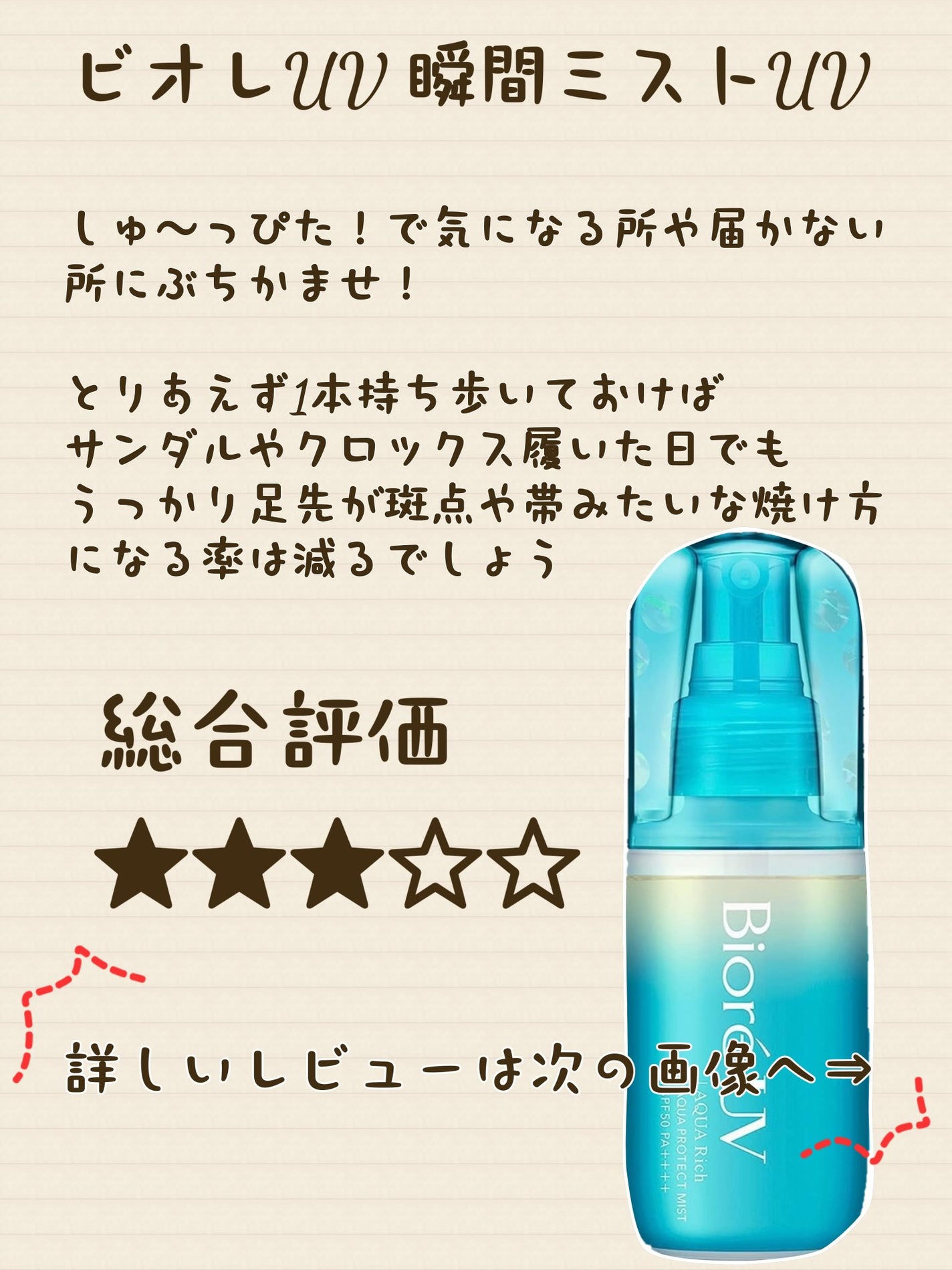 ビオレUV アクアリッチ アクアプロテクトミスト/ビオレ/日焼け止めミスト・スプレーを使ったクチコミ(1枚目)