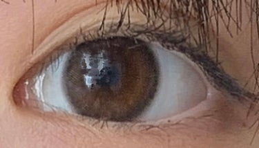 LARME LARME 1month siliconeのクチコミ「景色が写ったため、瞳の中にモザイク処理を施しています。(瞳の中心の左側部分)⚠️
肌が汚いの.....」（1枚目）