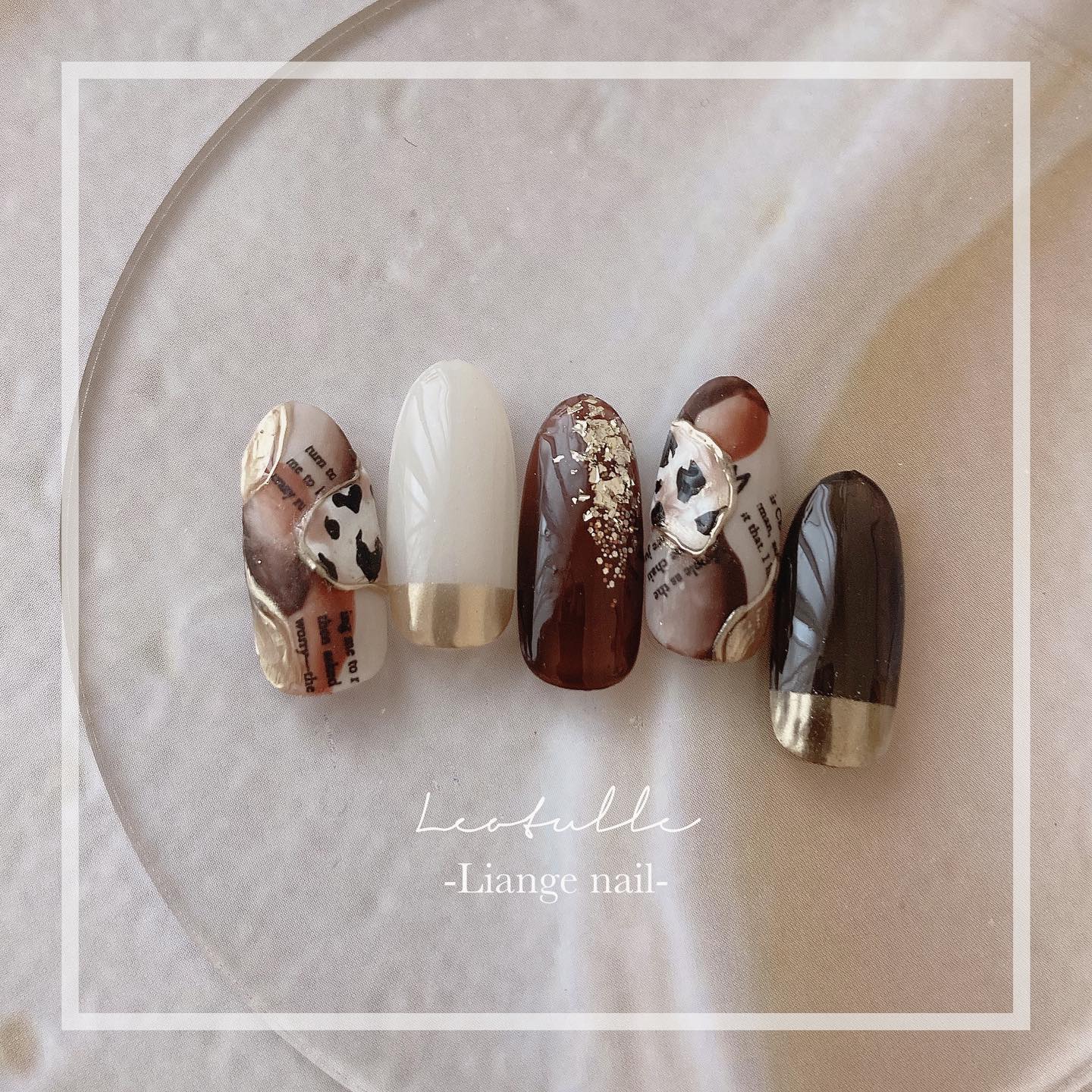 #リアンジェネイル,#柏ネイル,#ネイル,#ニュアンスネイル,#チョコネイル,#レオパードネイル,#ミラーネイルのネイルデザイン