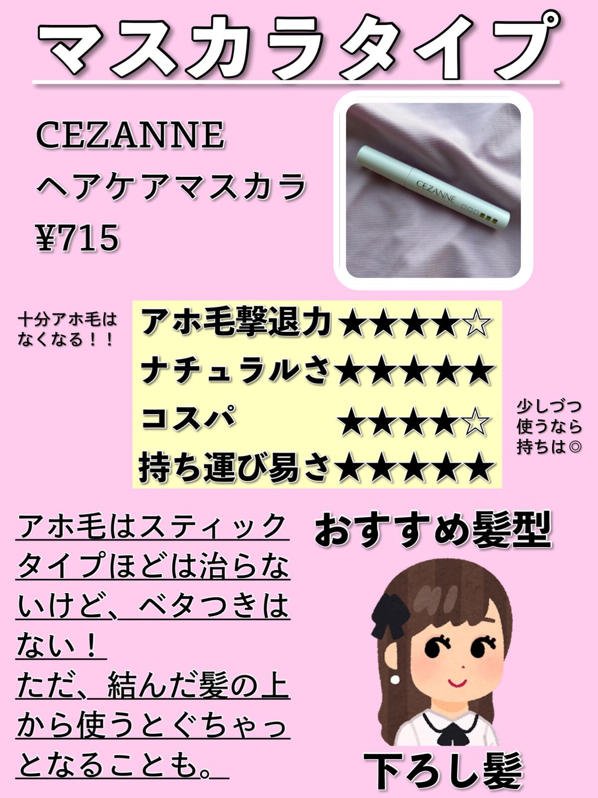 ヘアケアマスカラ/CEZANNE/ヘアジェルを使ったクチコミ（3枚目）