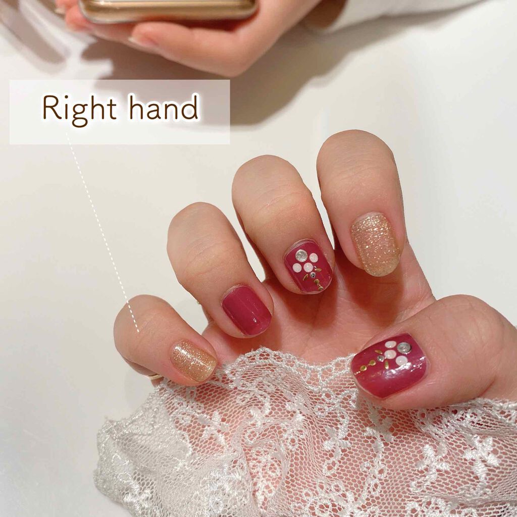 Qoo10 ネイルシールのクチコミ「＼ プチプラ×可愛い ／
【 Qoo10ネイルシール② 】

前回紹介したネイルシールを
実際.....」（3枚目）