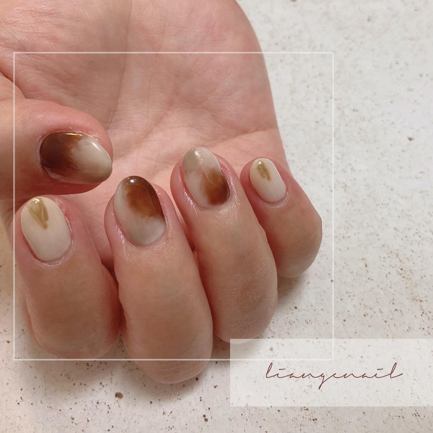 #リアンジェネイル,#柏ネイル,#ネイル,#カフェラテネイル,#秋ネイル,#シンプルネイルのネイルデザイン