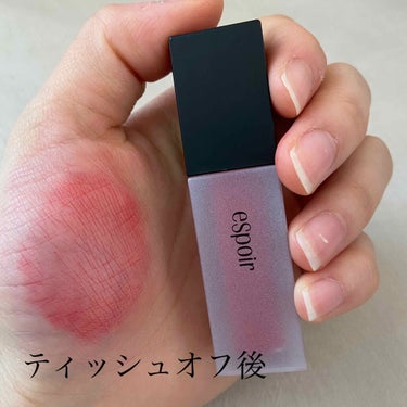 COLOR CONIC VELVET TINT LACQUER/espoir/口紅を使ったクチコミ（2枚目）