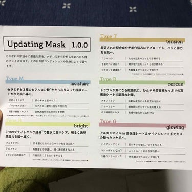 Updating Mask 1.0.0 5タイプセット 1セット5枚入り/meol/シートマスク・パックを使ったクチコミ（2枚目）