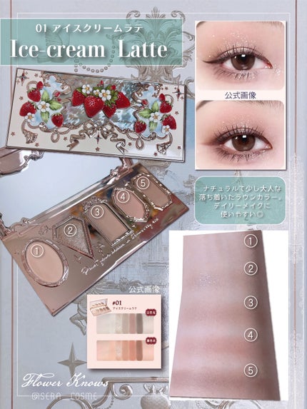 ストロベリーロココ アイシャドウパレット/FlowerKnows/アイシャドウパレットを使ったクチコミ(2枚目)