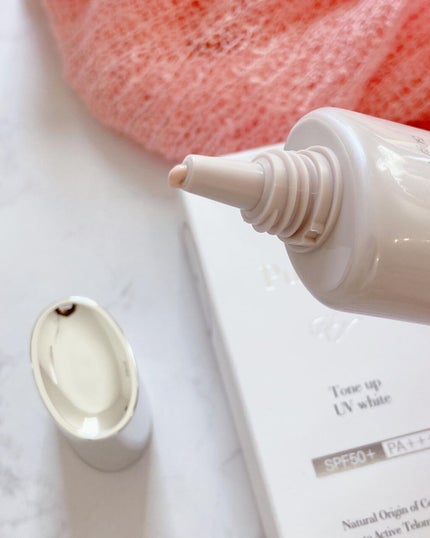 トーンアップUVホワイト/ピュールビオ/日焼け止めクリームを使ったクチコミ(2枚目)