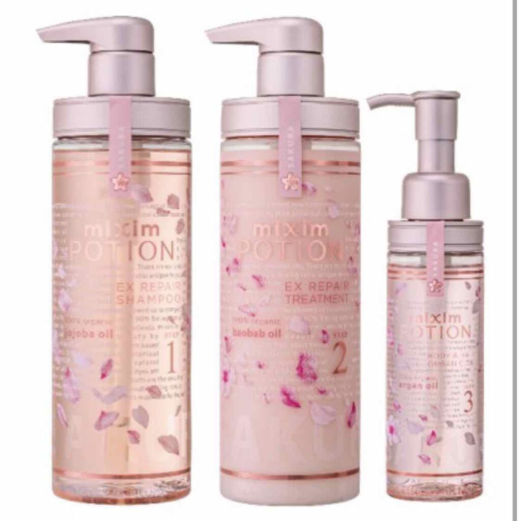 ミクシムポーション EXリペア 限定チェリーブロッサム シャンプー＆ヘアトリートメントペアセット/mixim POTION/市販シャンプーを使ったクチコミ（1枚目）