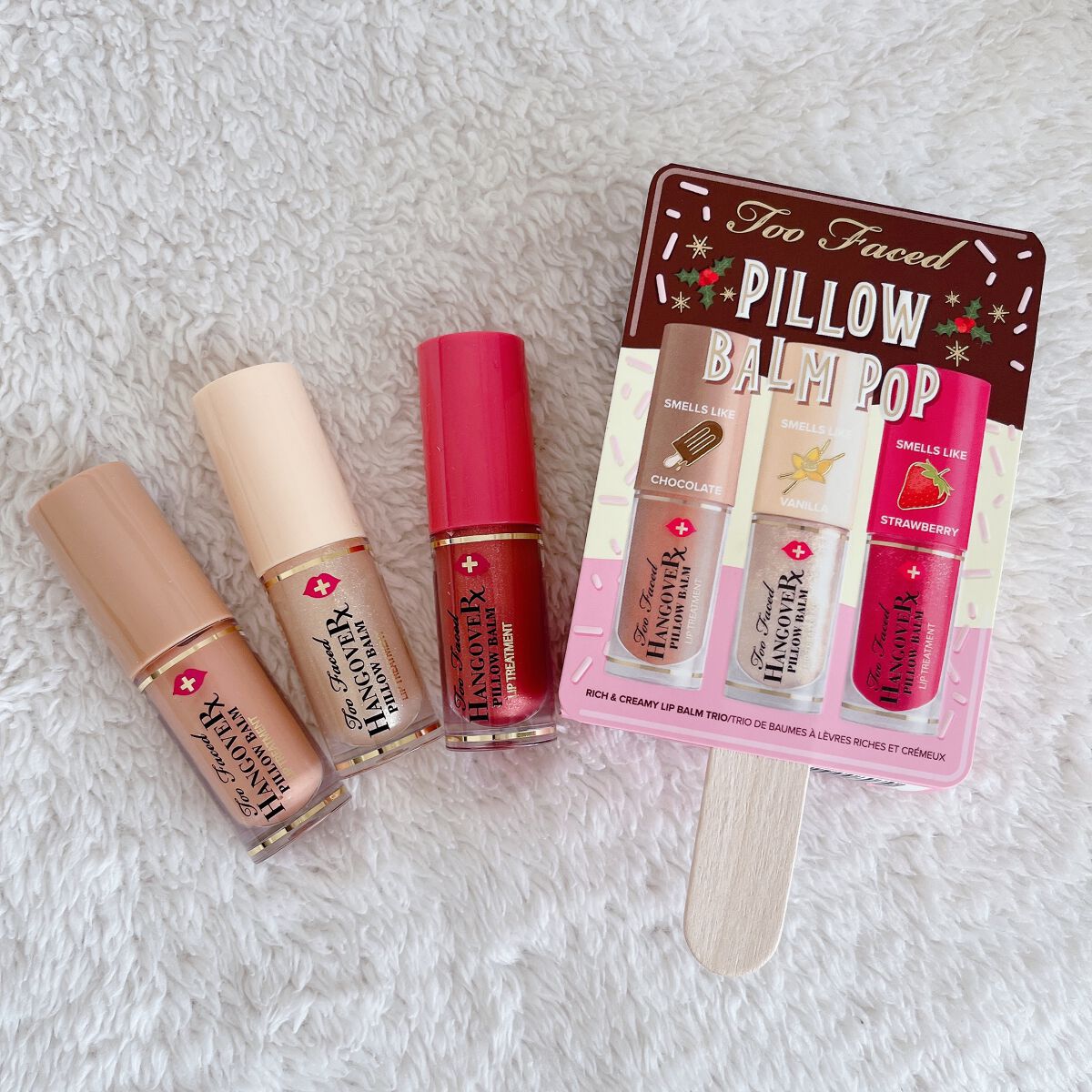 ピロー バーム ポップ リッチ ＆ クリーミー リップ バーム トリオ /Too Faced/スキンケアキットを使ったクチコミ（1枚目）