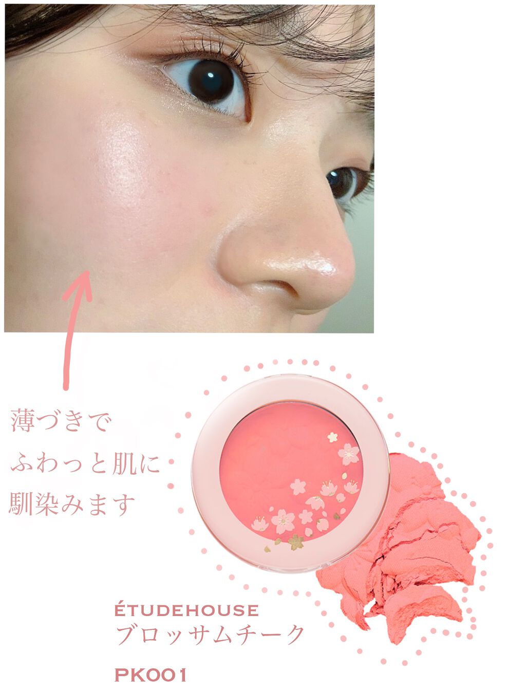 ピクニック ブロッサムチーク/ETUDE/パウダーチークを使ったクチコミ（2枚目）
