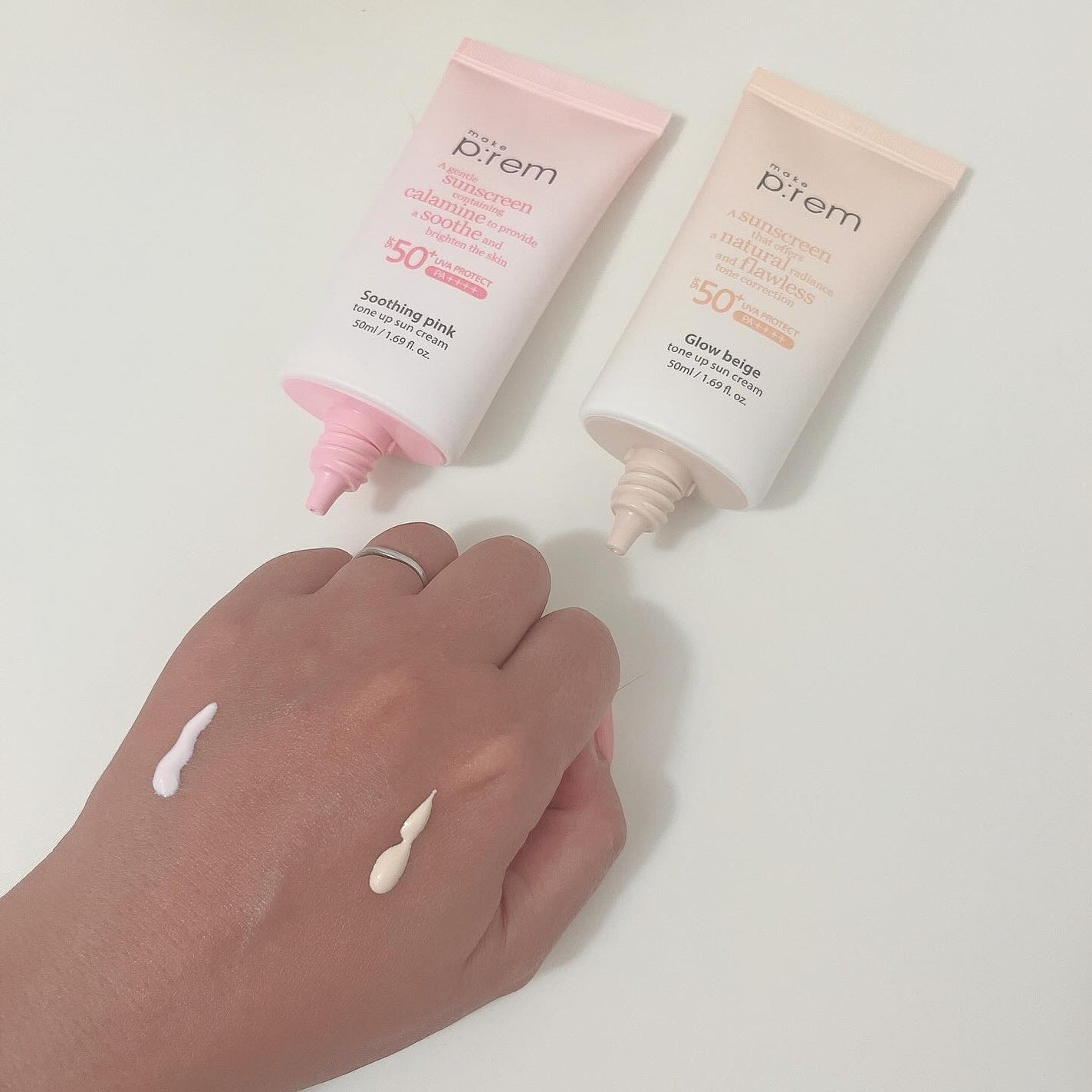 スージングピンクトーンアップ日焼け止め/make prem/日焼け止めクリームを使ったクチコミ(2枚目)