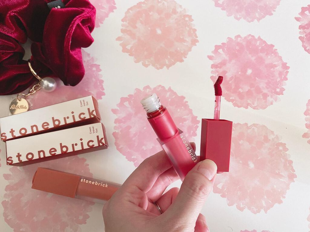 クリームベルベットティント/STONEBRICK/リップティントを使ったクチコミ（2枚目）
