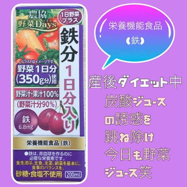 雪印メグミルク 農協野菜Daysフルーツ&紫野菜ミックスのクチコミ「栄養機能食品(Fe)
1日分の野菜プラス(350g)
1日分の鉄分入り(6.8g)
野菜汁、果.....」（1枚目）