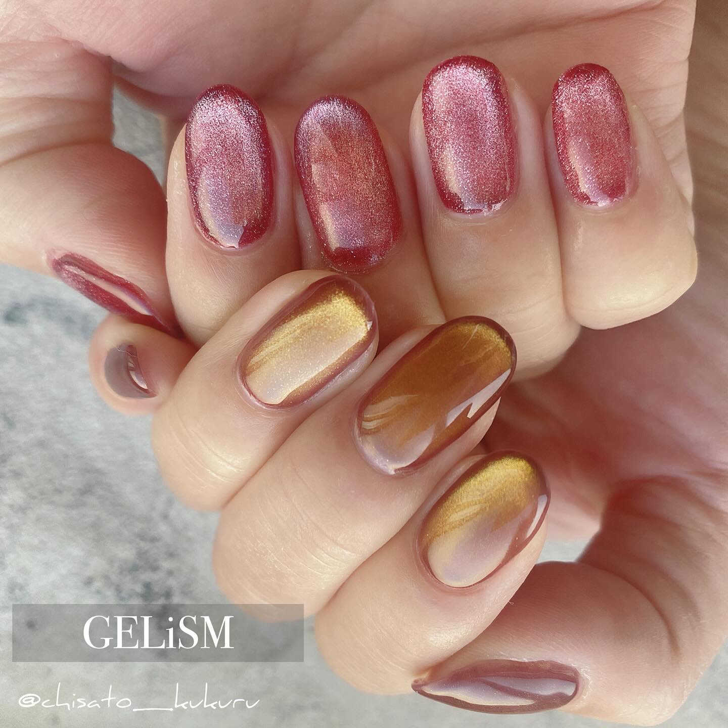 × @gelism_official 
⁡
その他の投稿はこちらから▶︎ @chisato_kukuru 
⁡
𓆸⋆*Gel Nail
⁡
こんにちは☻
@gelism_official  のキラキラマグネットを使用したアシメネイル ✨
