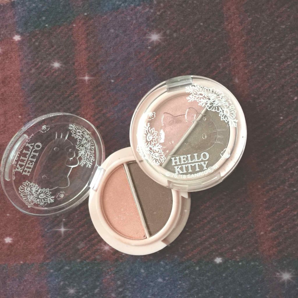 パウダーアイシャドウ ブルーミングキティ/DAISO/アイシャドウパレットを使ったクチコミ(1枚目)