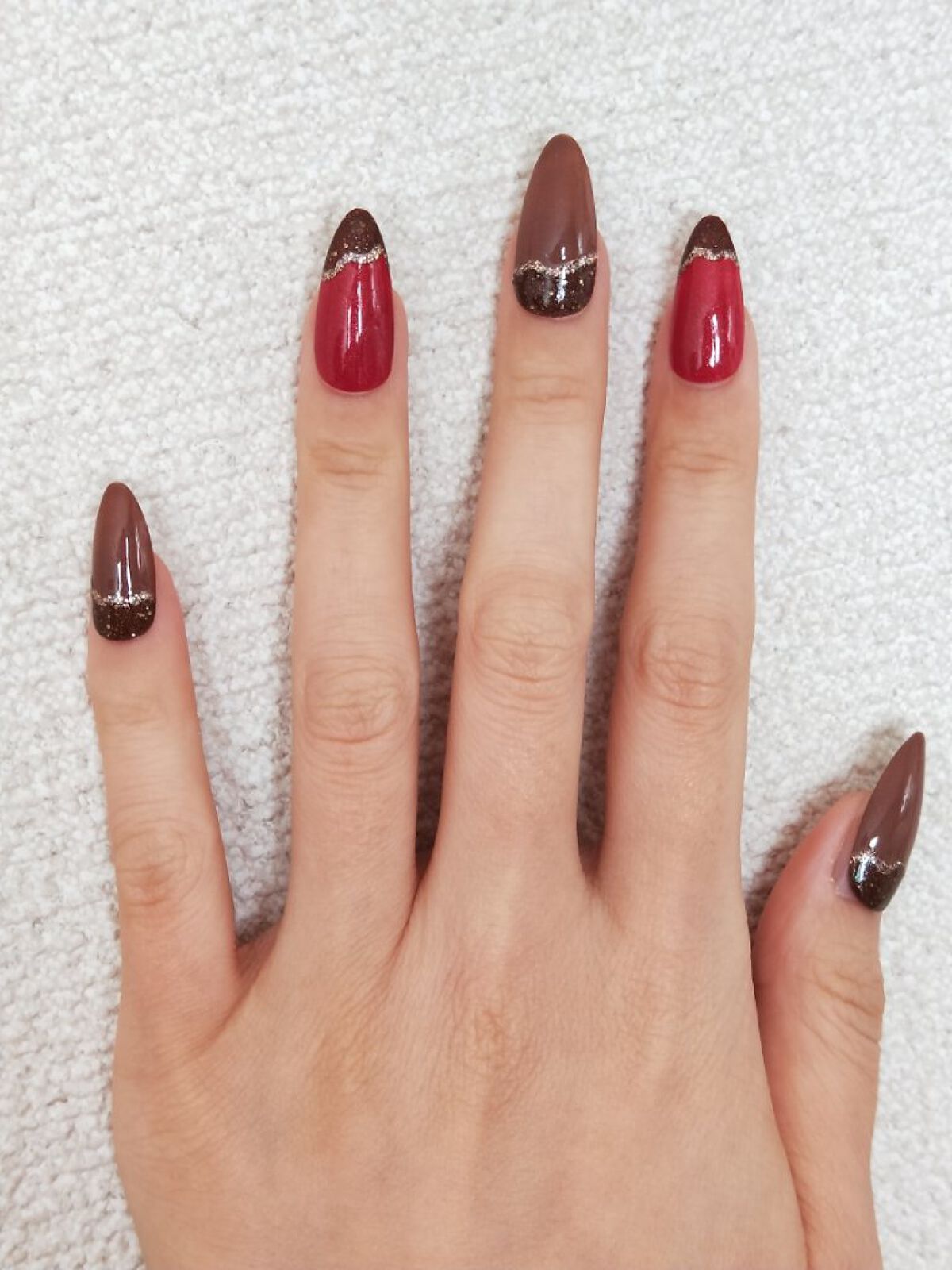 フレンドネイル(リニューアル品)	 2-10(33086)ミルクチョコレート/DAISO/マニキュアを使ったクチコミ（3枚目）