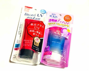 
日焼け止め追加で購入！

◎スキンアクアはリピ買い☻
SPF50 PA4＋＋＋＋
ほどよくトーンアップしてくれて
ちゃんと塗り直せば焼けないし
日焼け止め独特の匂いもしないのでリピ！
伸ばした感じもサ