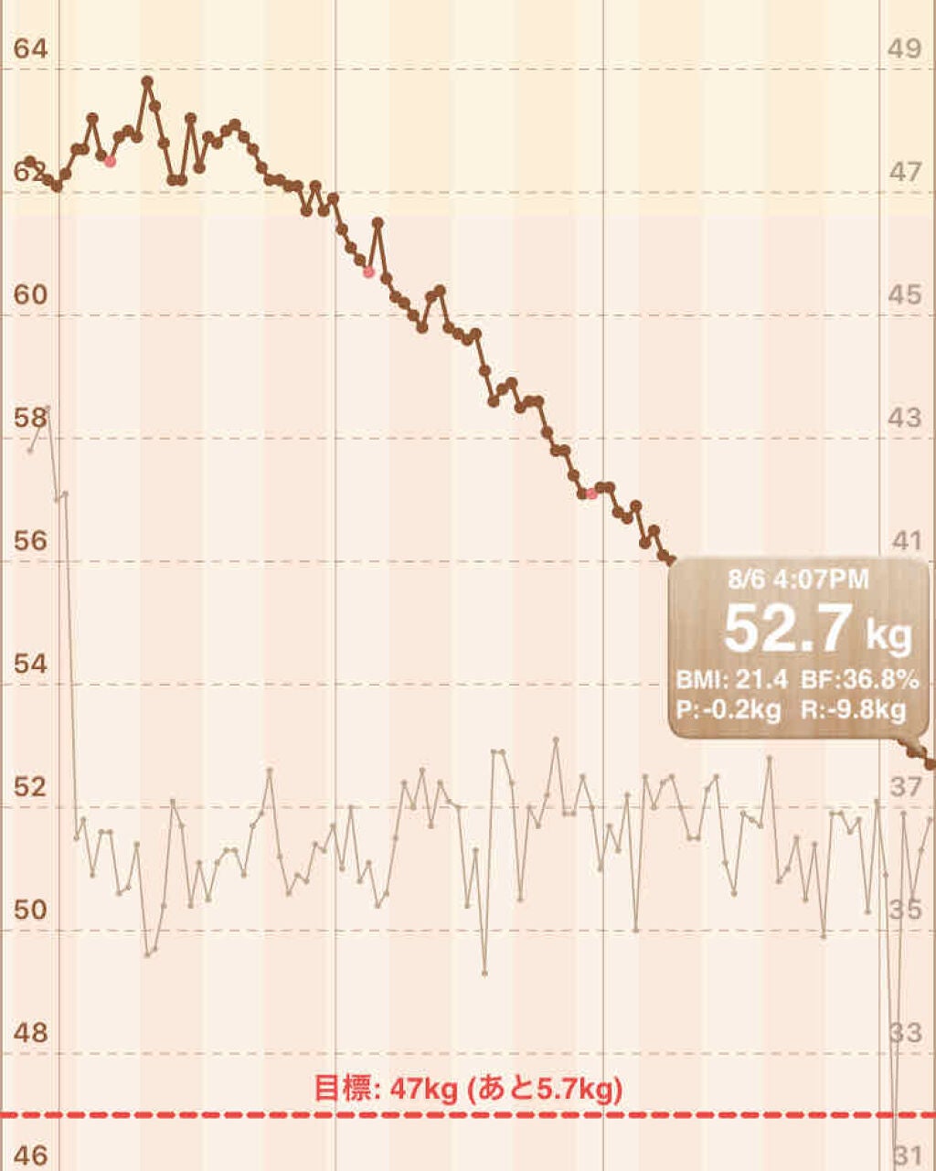 R ioka on LIPS 「ダイエット記録です体重 52.7㌔体脂肪 36.8%朝 無し昼..」(2枚目)