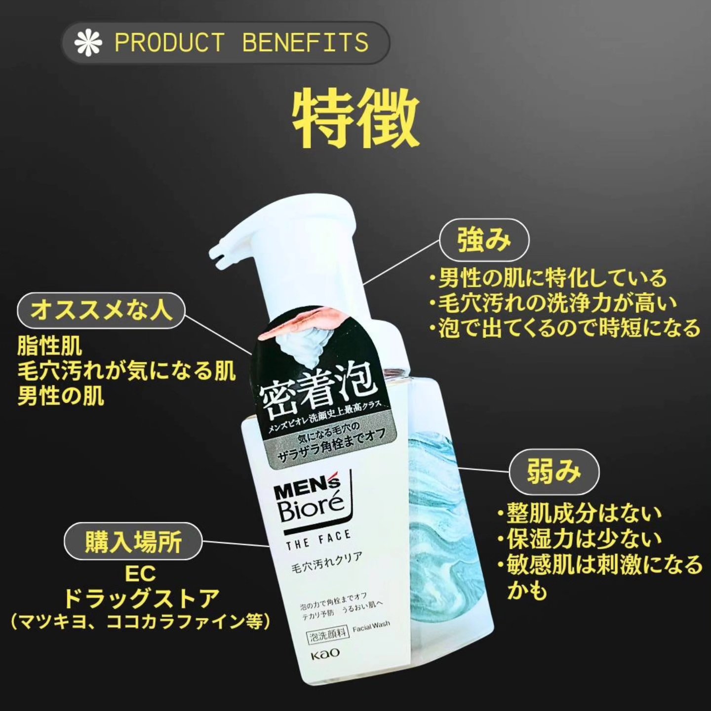 メンズビオレ ザフェイス　毛穴汚れクリア/メンズビオレ/泡洗顔を使ったクチコミ（2枚目）