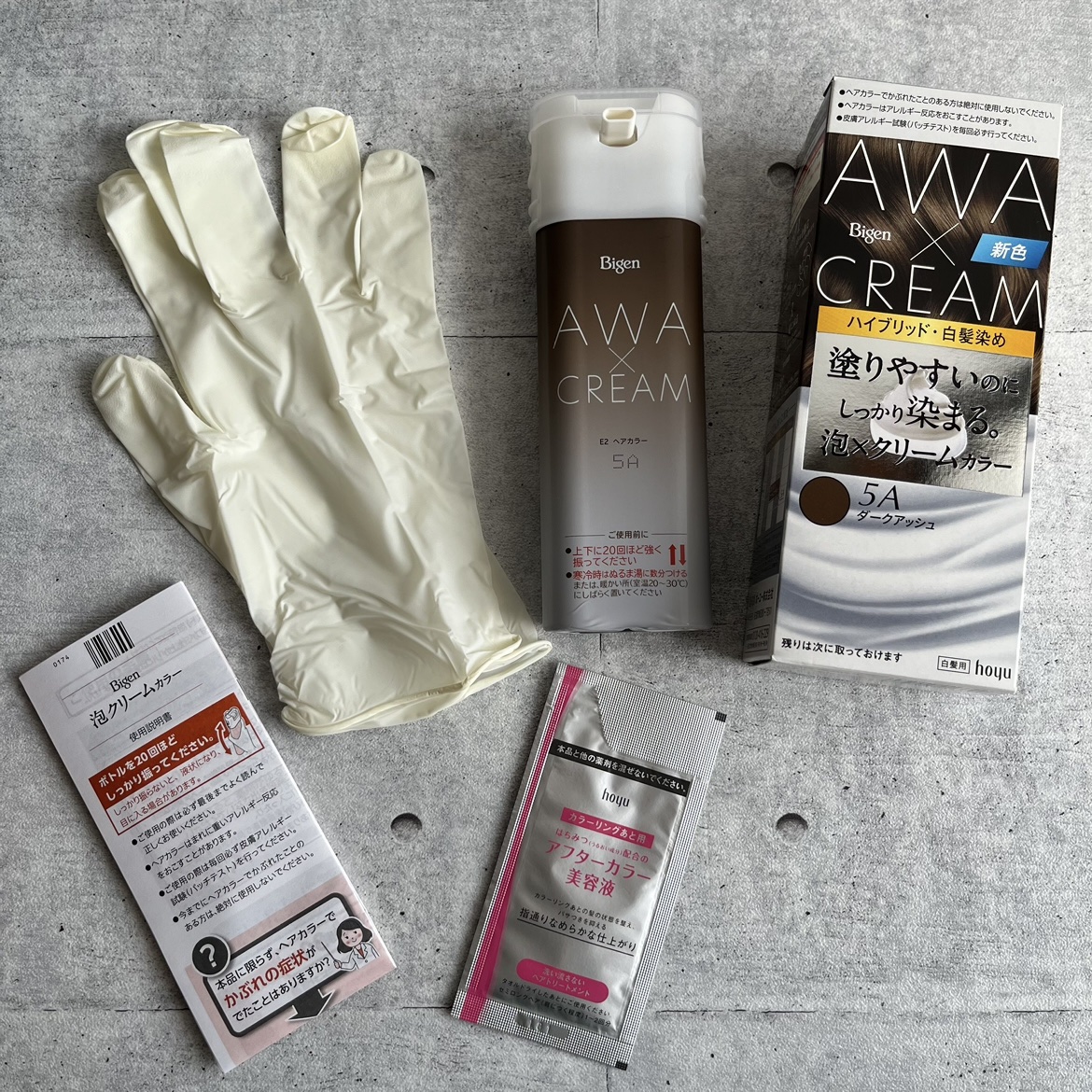 泡クリームカラー 5A ダークアッシュ/ビゲン/ヘアカラーを使ったクチコミ（1枚目）