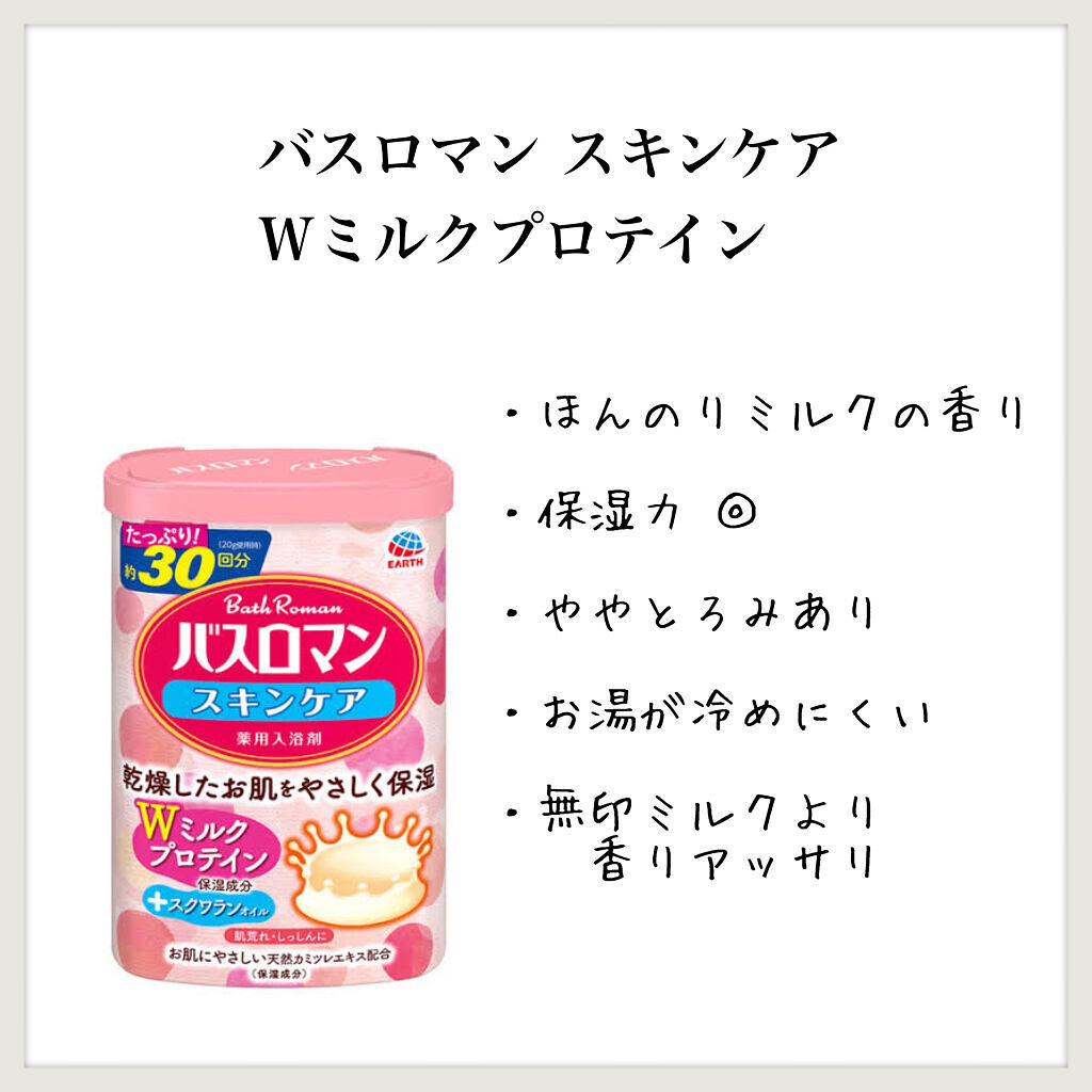 バスロマン スキンケア Ｗミルクプロテイン/バスロマン/保湿系入浴剤を使ったクチコミ（1枚目）