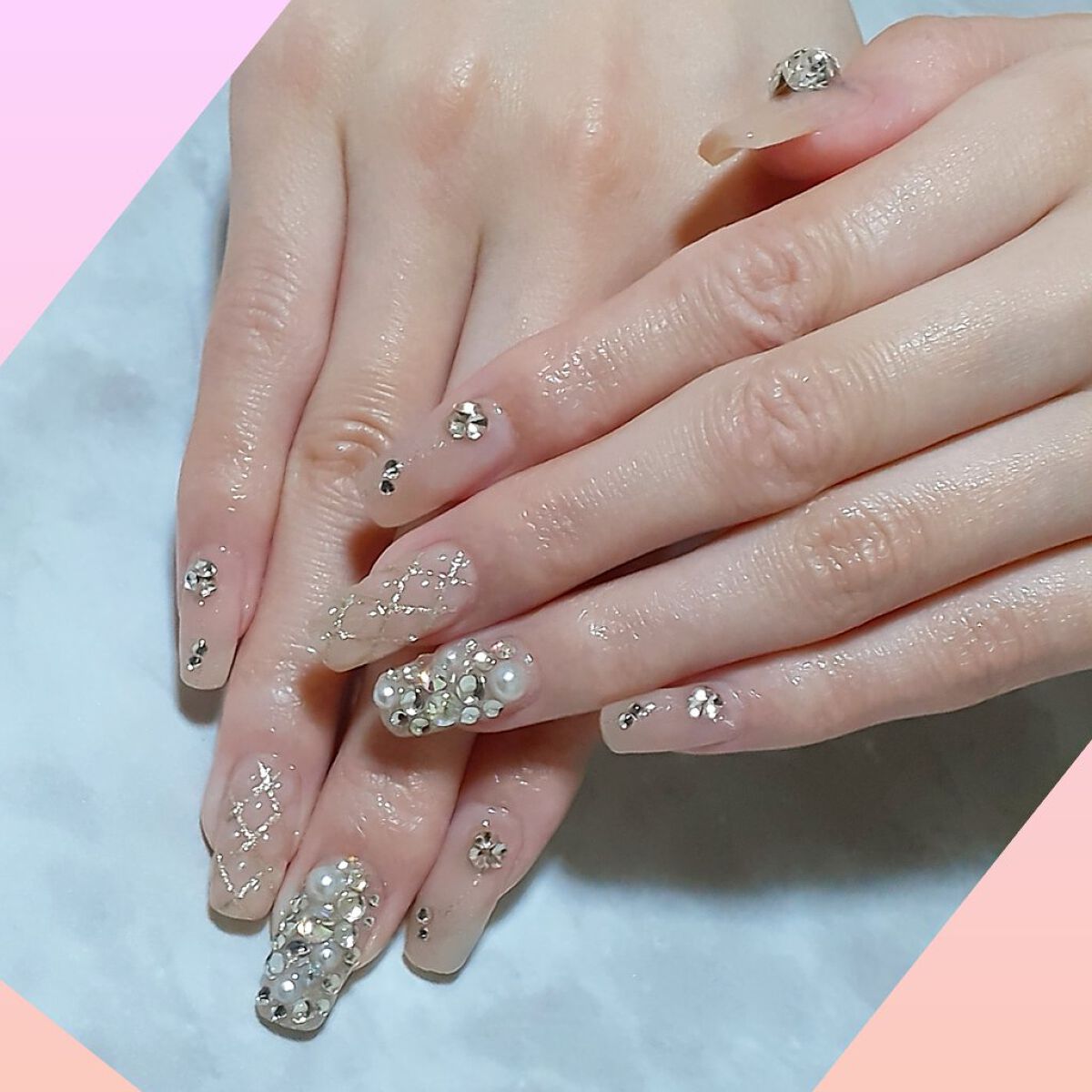 #ネイル,#ジェルネイル,#キラキラネイル,#ビジューネイルのネイルデザイン