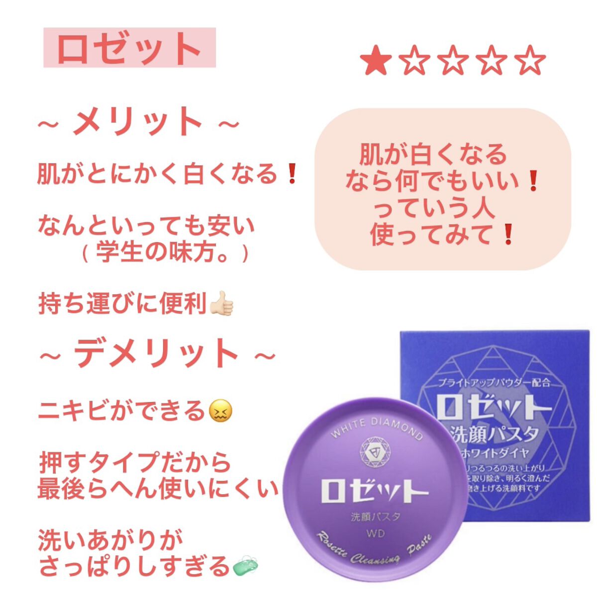 ロゼット洗顔パスタ ホワイトダイヤ/ロゼット/洗顔フォームを使ったクチコミ（3枚目）