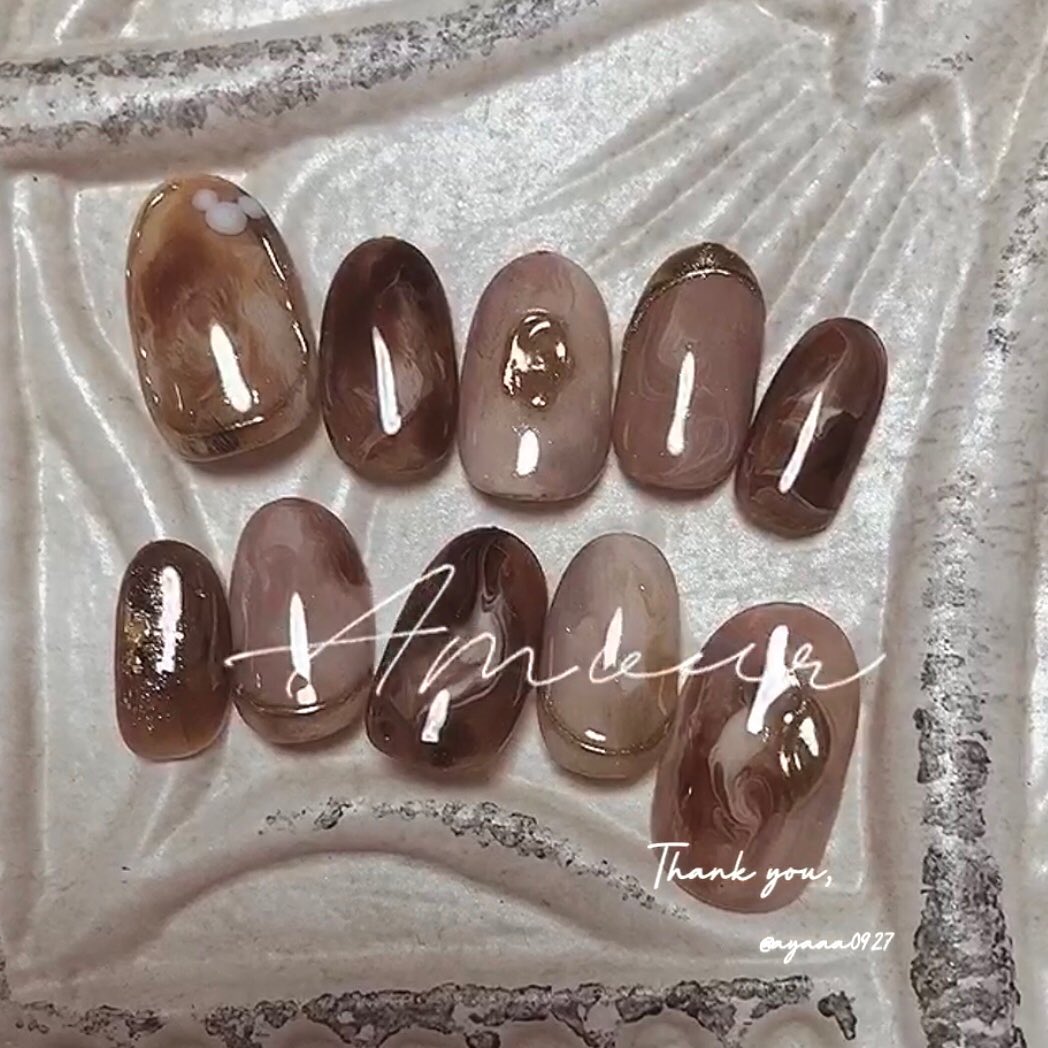 #カフェラテネイル,#ブラウンネイル,#ラテネイルのネイルデザイン