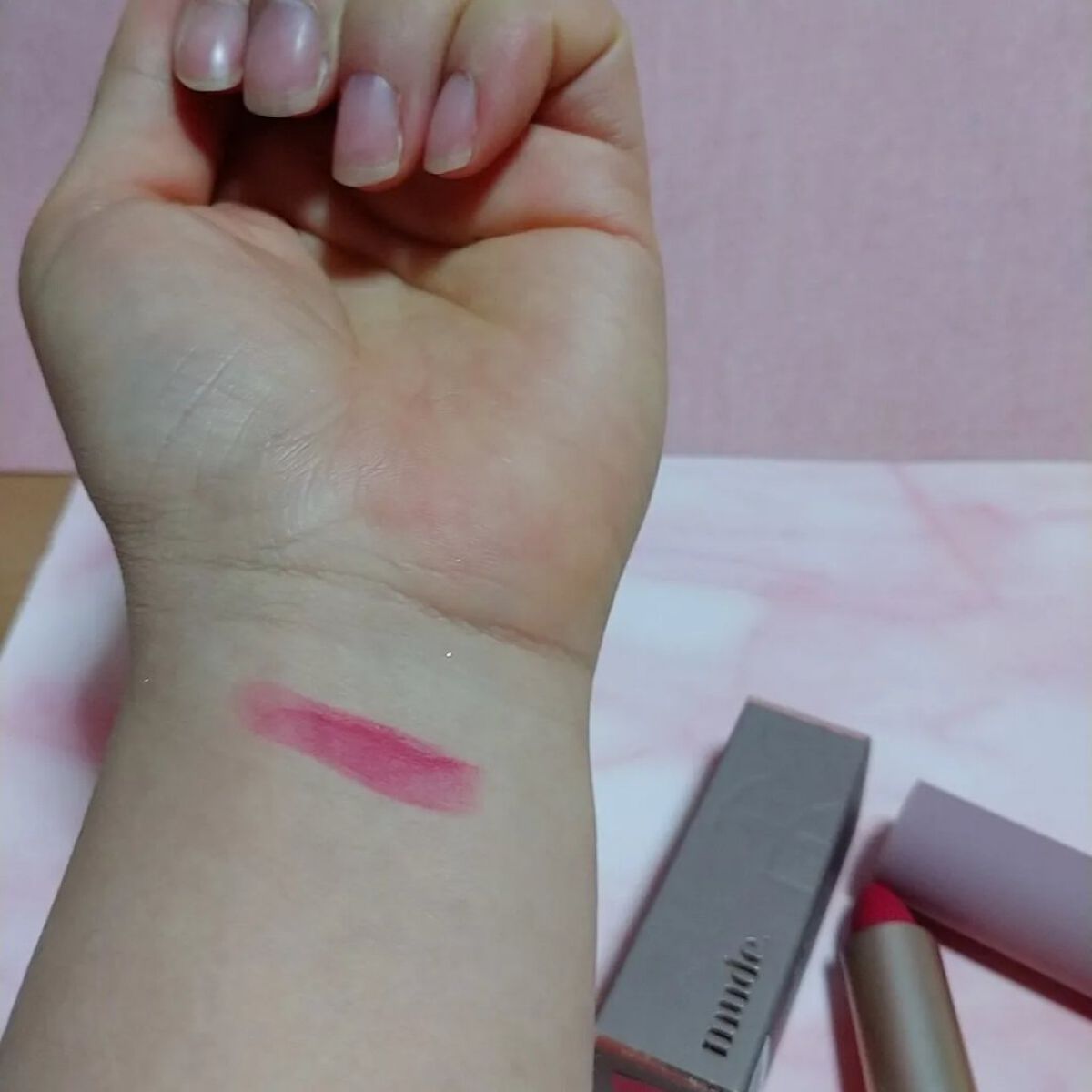 インスパイアマットリップ 02 Cool Gleaming/mude./口紅を使ったクチコミ（2枚目）