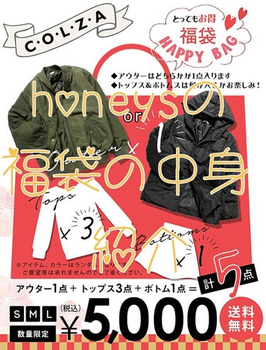 皆様こんにちは！︎︎☺︎smile︎︎☺︎です！！
今回は今更ながら、honeysの福袋の中身を紹介します！

………………………………………………………………………………………………………………………