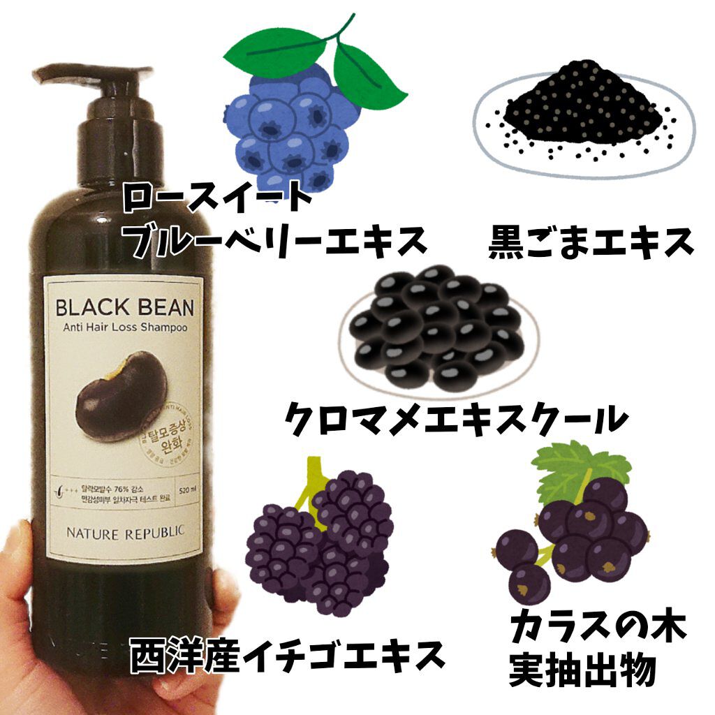 ブラックビーン ヘアシャンプー/ネイチャーリパブリック/市販シャンプーを使ったクチコミ（3枚目）