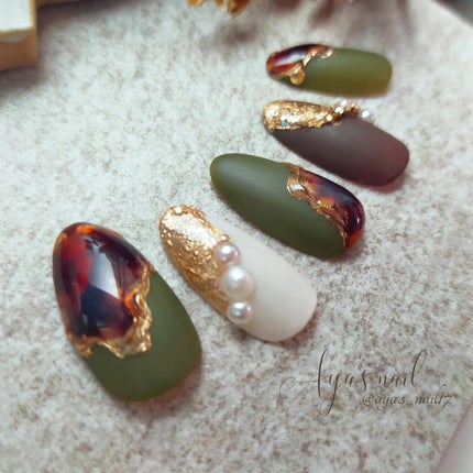 #べっ甲ネイル,#秋ネイル,#ニュアンスネイル,#ぷっくりネイル,#奥行きネイルのネイルデザイン