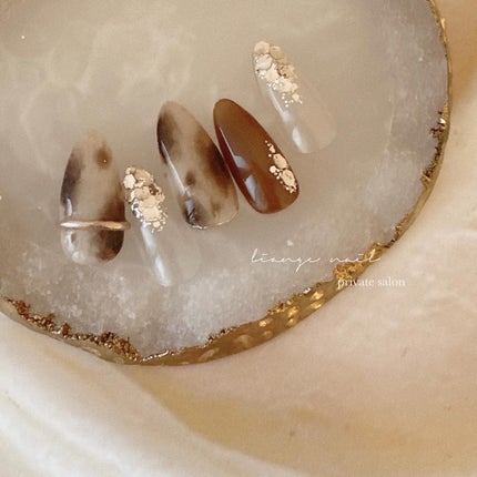 #ネイル,#大人ニュアンスネイル,#ニュアンスネイル,#ジェルネイル,#秋ネイル,#ブラウンネイルのネイルデザイン