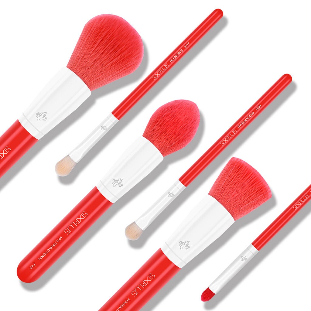 SIXPLUS 限定版 コーラルオレンジ メイクブラシ 6本セット SIXPLUS