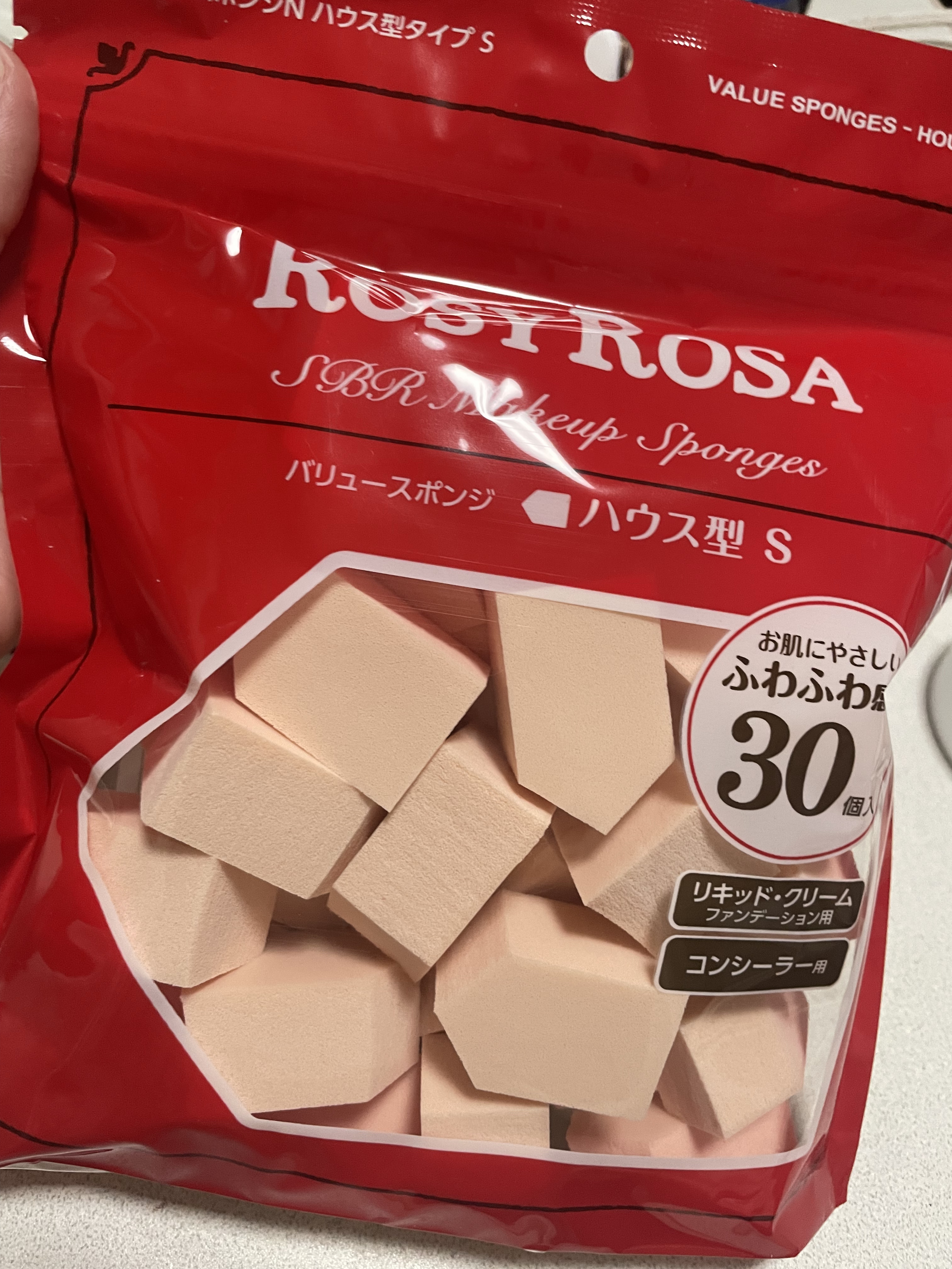 バリュースポンジN ハウス型タイプS 30P/ロージーローザ/パフ・スポンジを使ったクチコミ（1枚目）