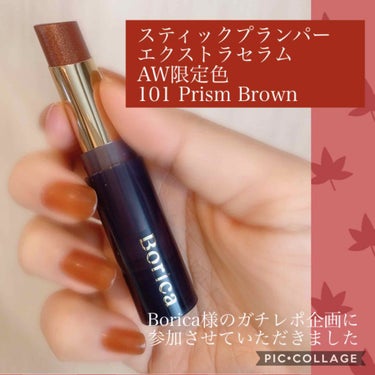 Boricaスティックプランパー エクストラセラム
101 Prism Brown プリズムブラウン

公式さんのガチレポでいただきました！
詳細は画像に…

特筆すべきは、うるおいと艶感がすごい✨
他