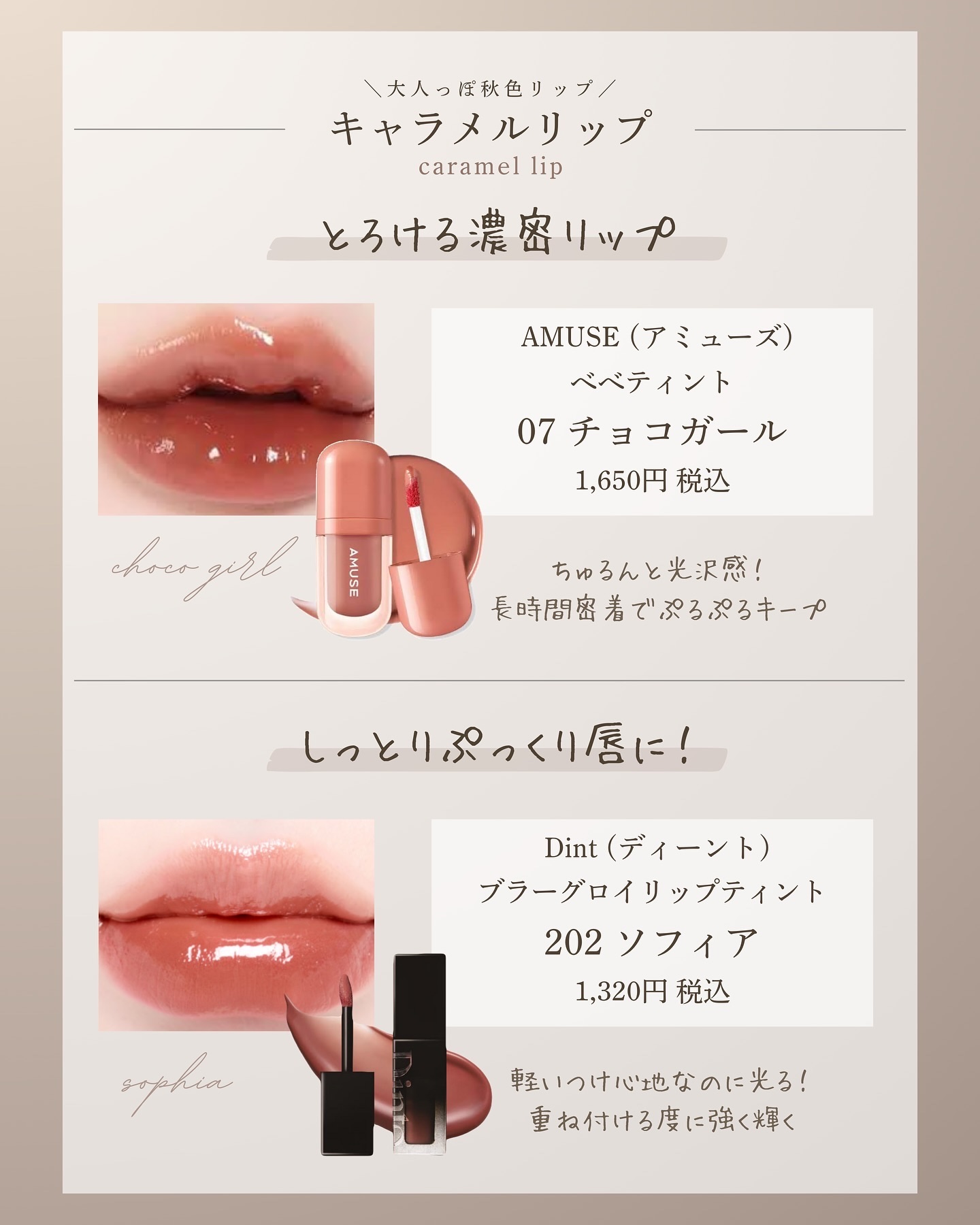Laka・Dinto・rom&nd・PERIPERA・CLIO・CipiCipi・AMUSE・fweeの口紅