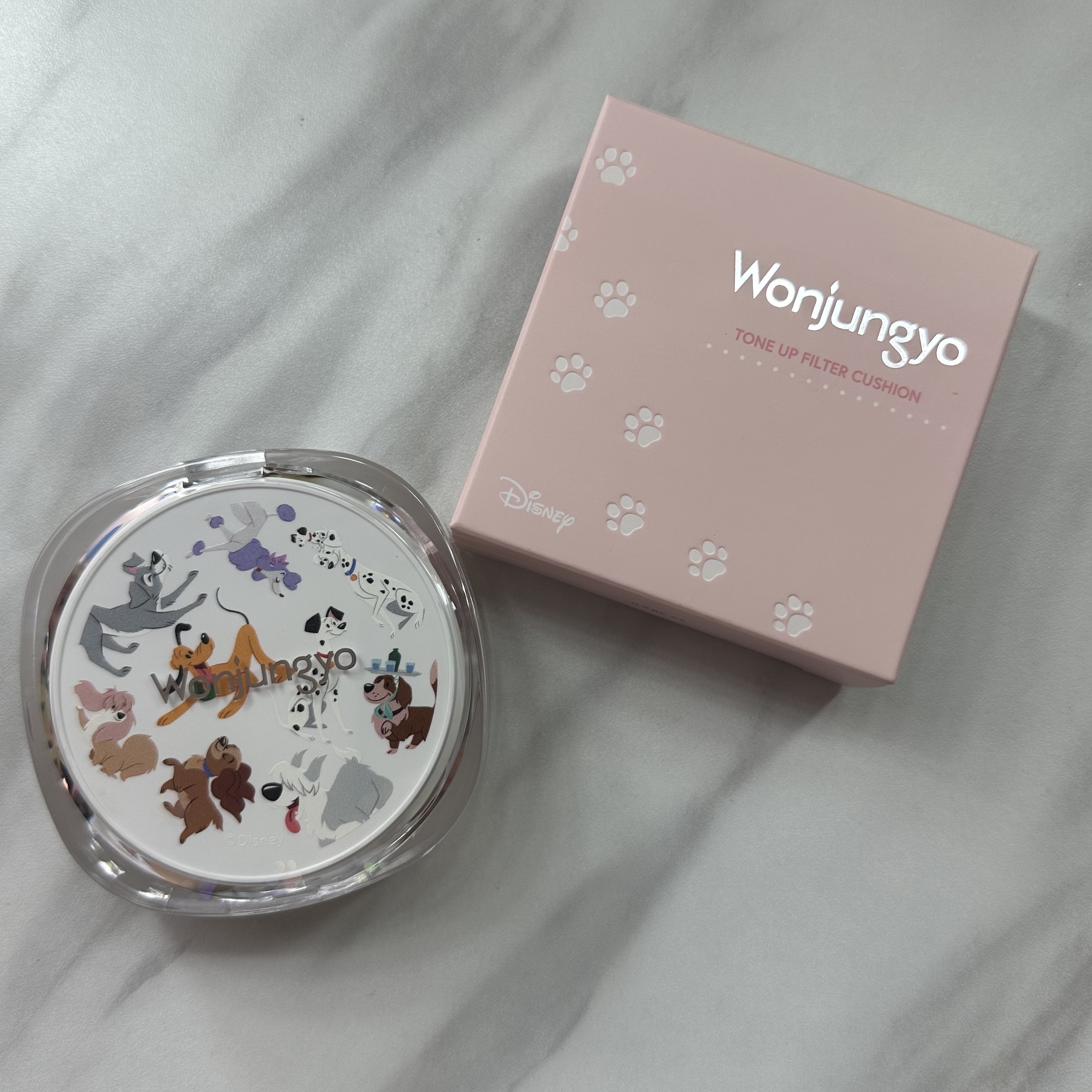 ウォンジョンヨ　トーンアップ　フィルタークッション 03 シャインラベンダー（ディズニーデザイン）/Wonjungyo/クッションファンデーションを使ったクチコミ（2枚目）