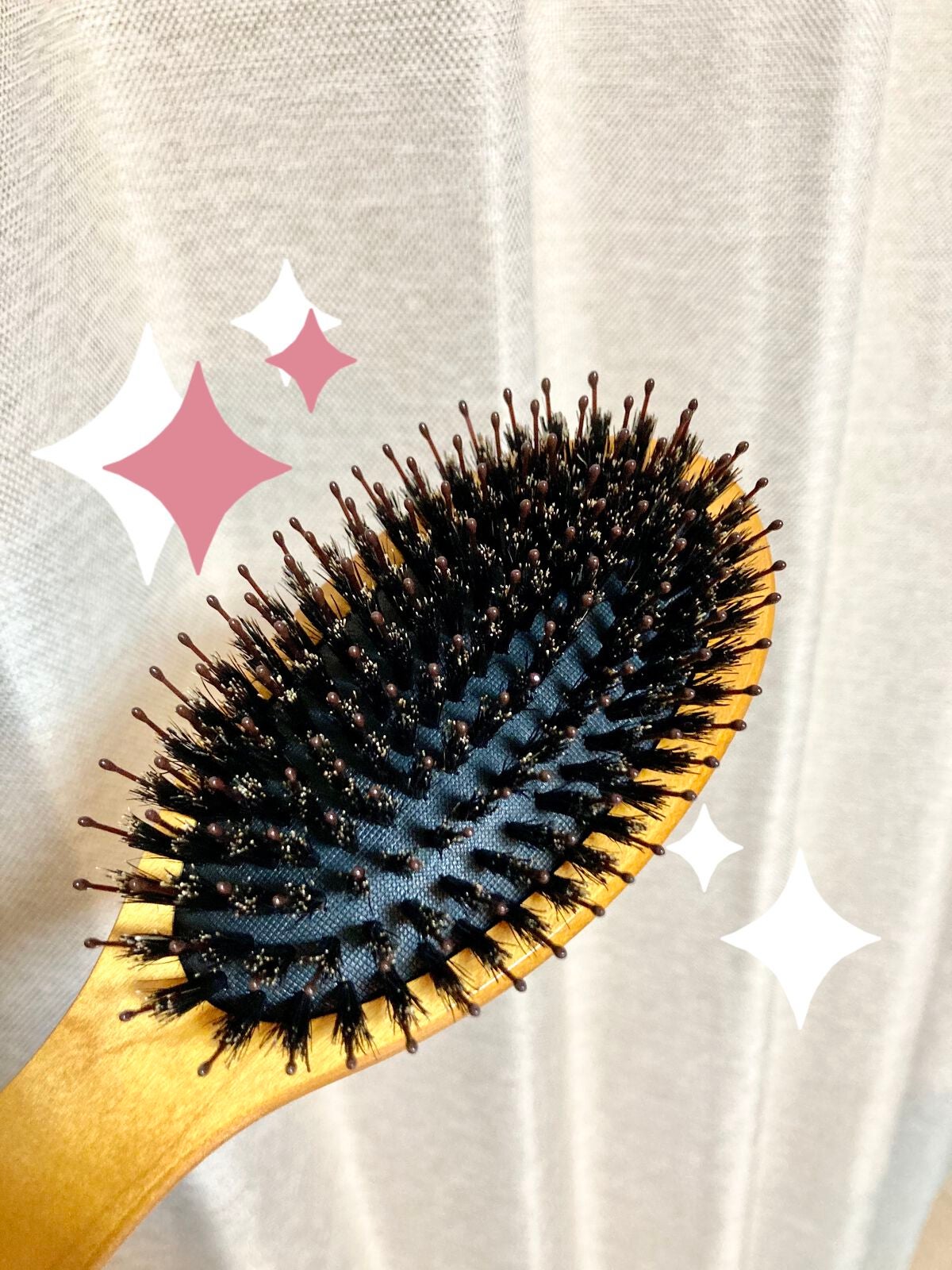 つやつや天然毛のミックスブラシ/マペペ/ヘアブラシを使ったクチコミ(2枚目)