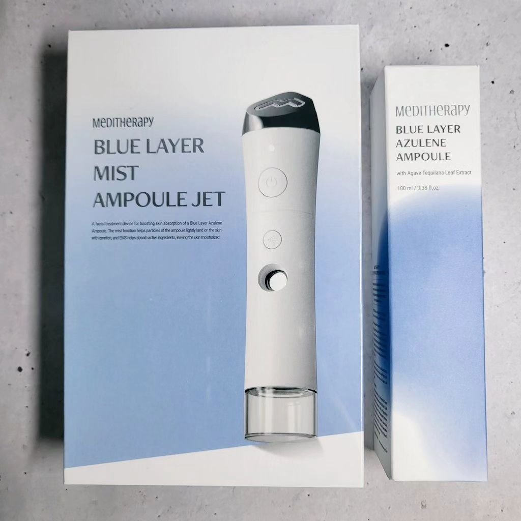 値下げ中メディテラピーブルーレイヤーミストアンプルジェット美顔器セット MEDITHERAPY / ブルーレイヤーミストアンプルジェット美顔器の