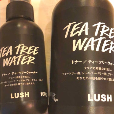 LUSHのティーツリーウォーターを紹介します🌳

100gと250gがあって持ち運び用、家用で使っています！気に入って大きいのを買ってしまった笑

ミストをシュッと吹きかけるだけで突然襲ってくる謎の肌の