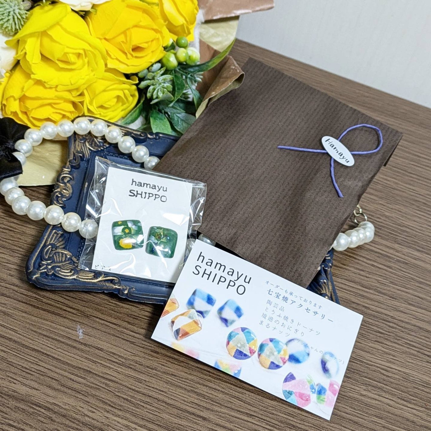 真紅 on LIPS 「七宝焼ピアスをお試しさせて頂きました。『商品説明』金属の上にガ..」(1枚目)