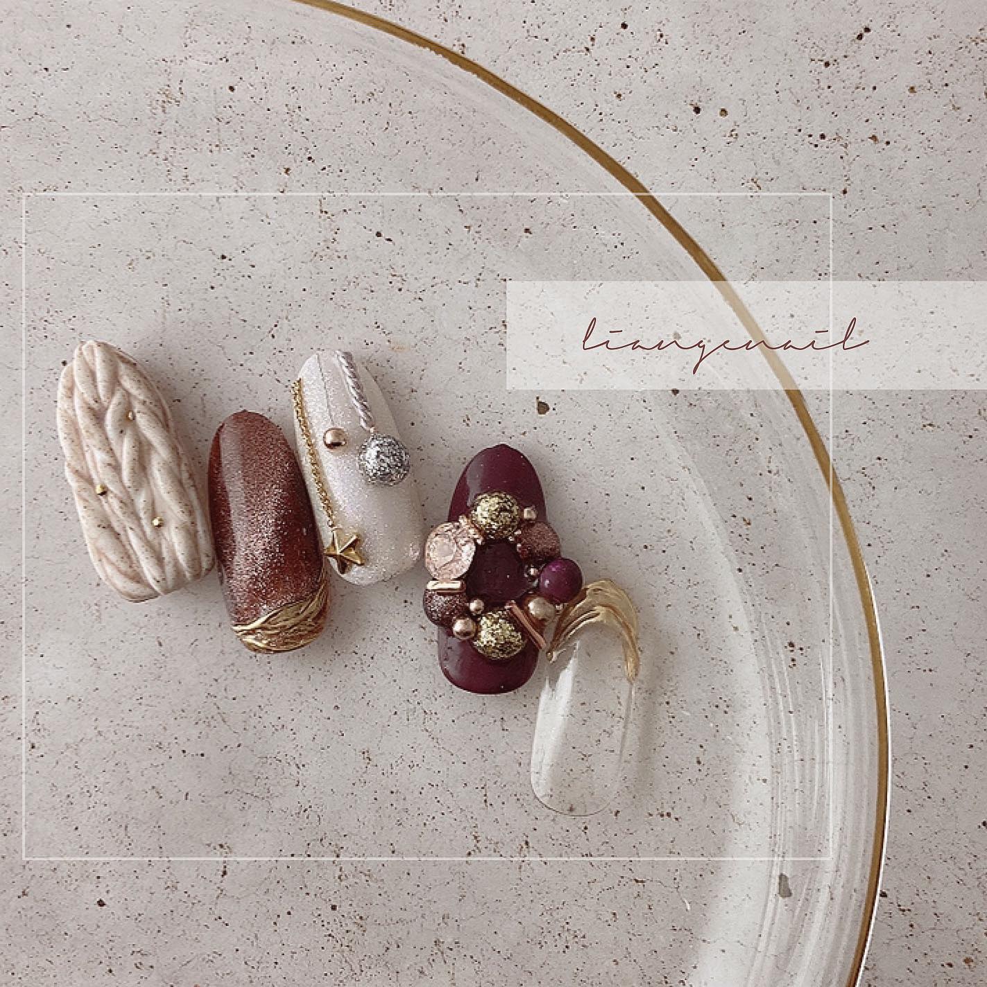 #リアンジェネイル,#柏ネイル,#ネイル,#クリスマスネイル,#リースネイル,#ニットネイルのネイルデザイン