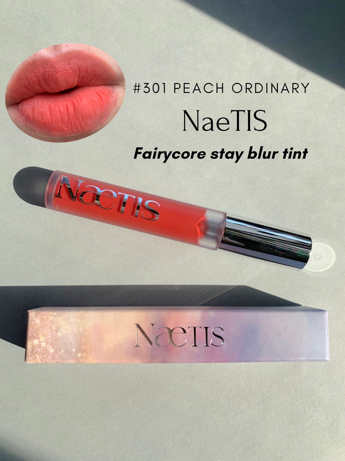 フェアリーコアステイブラーベルベットティント 301 Peach Ordinary/NaeTIS/リップティントを使ったクチコミ（2枚目）